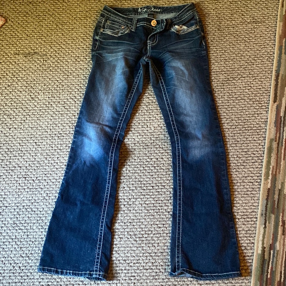 Low rise flared jeans gently worn